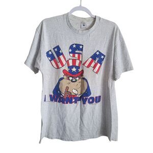 Delta Vintage Single Stitch Tasmanian Devil T Shirt Size Large USA 90s Patriotic